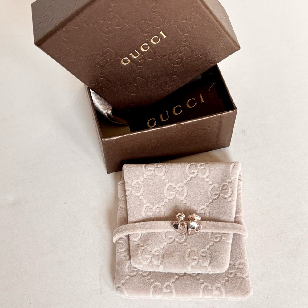 💕GUCCI Authentic G Heart Earrings💕Sterling Silver 925 Guccissima! - Picture 6 of 6